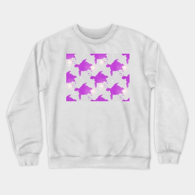 SEA Turtle Love Hearts Purple Crewneck Sweatshirt by SartorisArt1